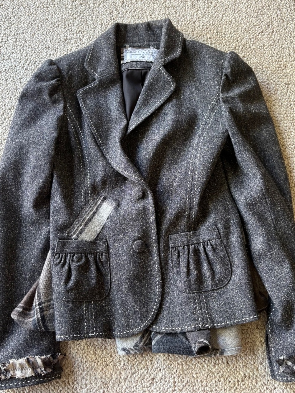 Shari B Green Upcycled Wool Blazer S Dark Academia Whimsigoth - Picture 2 of 6